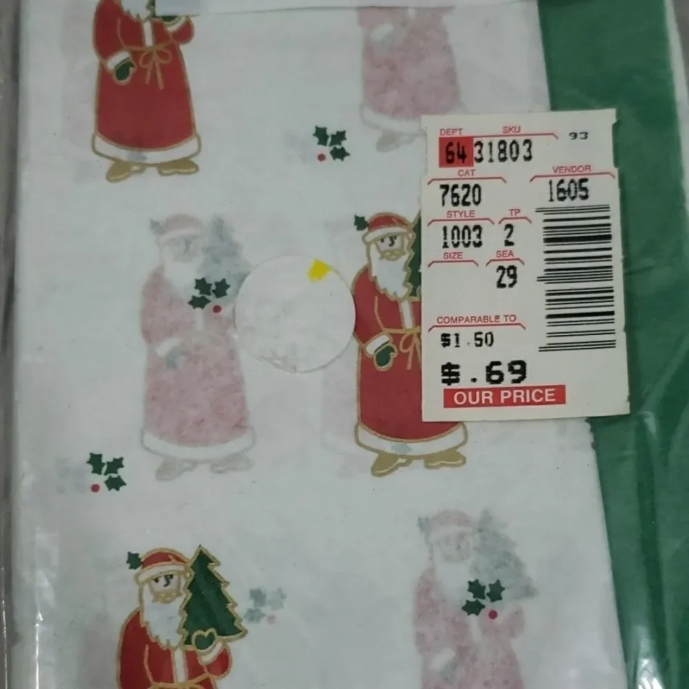 NWT Vintage Cleo Christmas Santa Gift Wrap